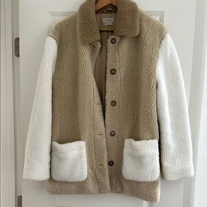 Brixton Tan and White Sherpa Coat
